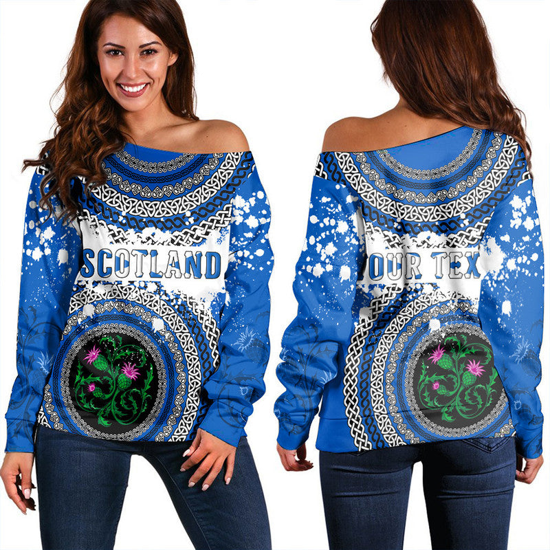 (Custom Text) Scotland Celtic Circle Women Off Shoulder RLT12 - Wonder Print Shop