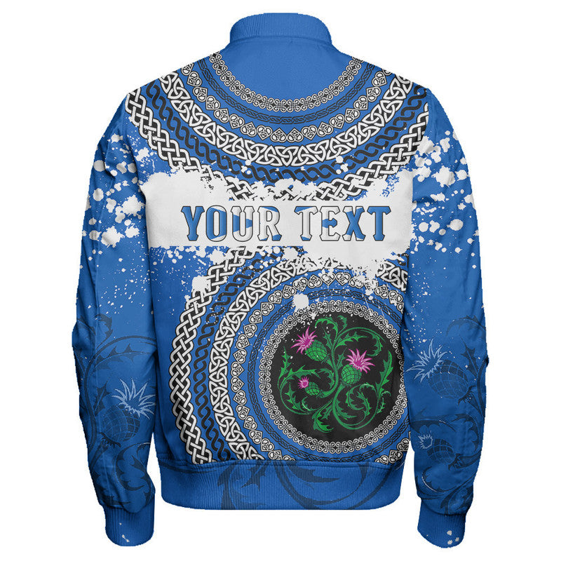 (Custom Text) Scotland Celtic Circle Sleeve Zip Bomber Jacket RLT12 - Wonder Print Shop