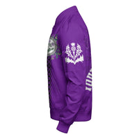 (Custom Text) Scotland Purple Thistle Sleeve Zip Bomber Jacket RLT12 - Wonder Print Shop