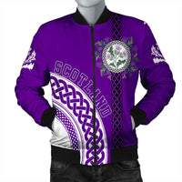 (Custom Text) Scotland Purple Thistle Bomber Jacket RLT12 - Wonder Print Shop