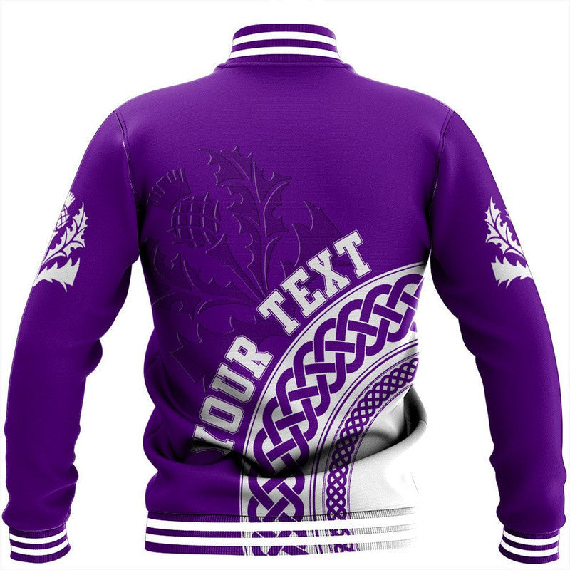 (Custom Text) Scotland Purple Thistle Baseball Jacket RLT12 - Wonder Print Shop