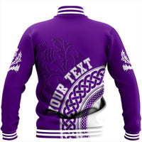 (Custom Text) Scotland Purple Thistle Baseball Jacket RLT12 - Wonder Print Shop