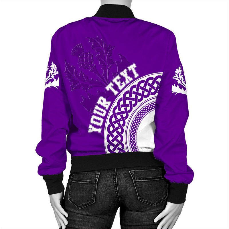 (Custom Text) Scotland Purple Thistle Bomber Jacket RLT12 - Wonder Print Shop