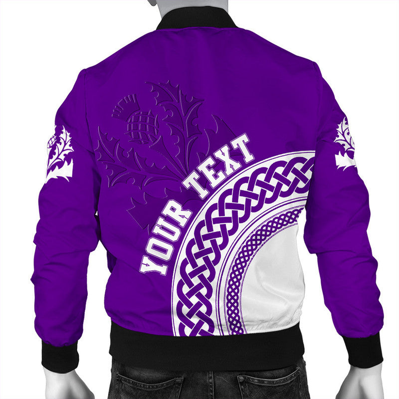 (Custom Text) Scotland Purple Thistle Bomber Jacket RLT12 - Wonder Print Shop