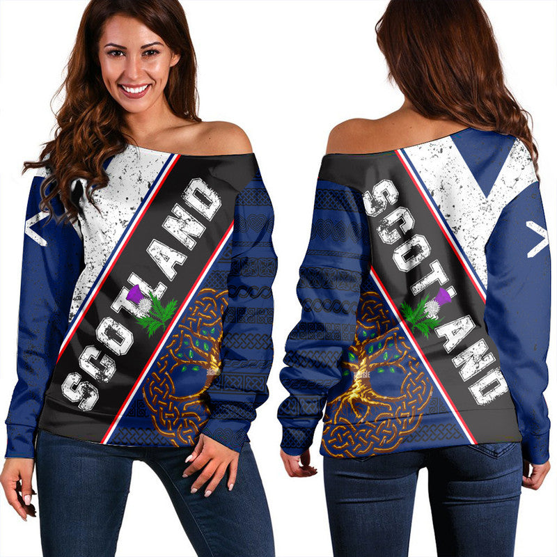Scotland Pattern Flag Women Off Shoulder RLT12 - Wonder Print Shop
