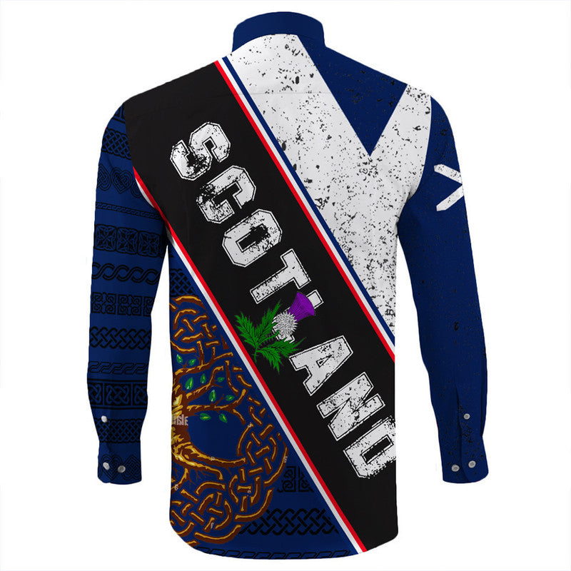 Scotland Pattern Flag Long Sleeve Button Shirt RLT12 - Wonder Print Shop