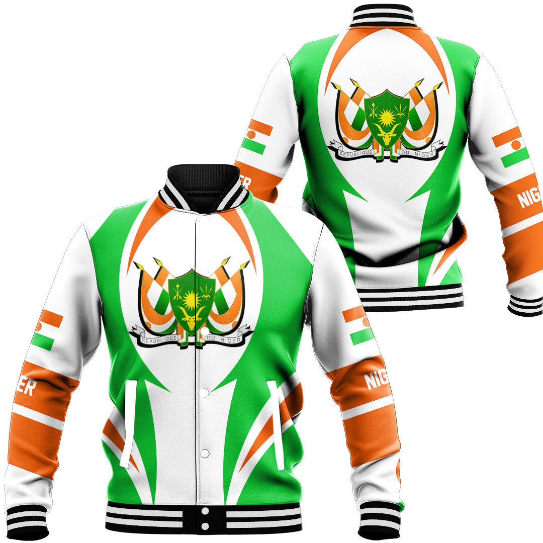 Wonder Print Shop Clothing - Niger Action Flag Baseball Jacket RLT7 - Wonder Print Shop