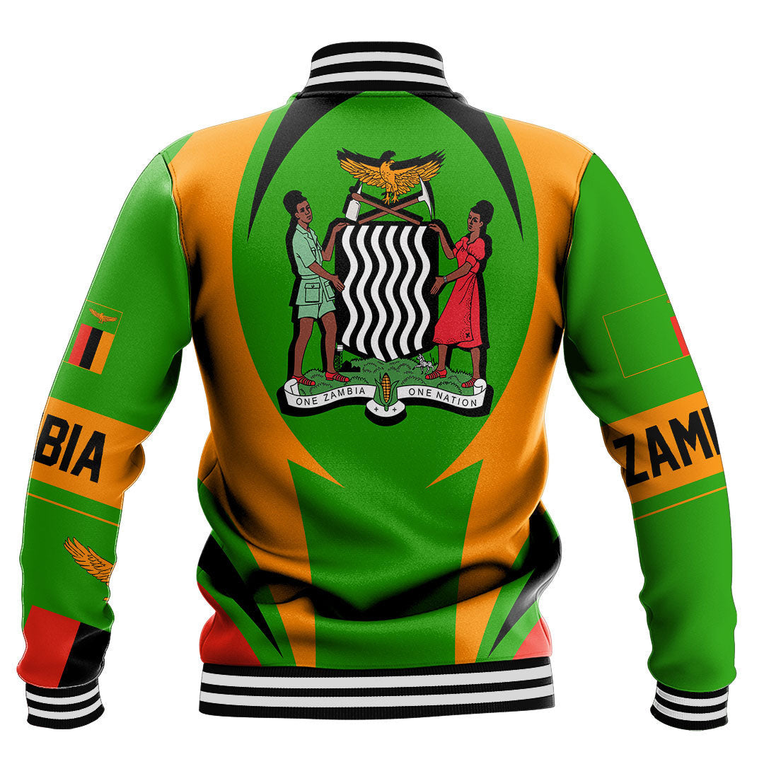 Wonder Print Shop Clothing - Zambia Action Flag Baseball Jacket RLT7 - Wonder Print Shop