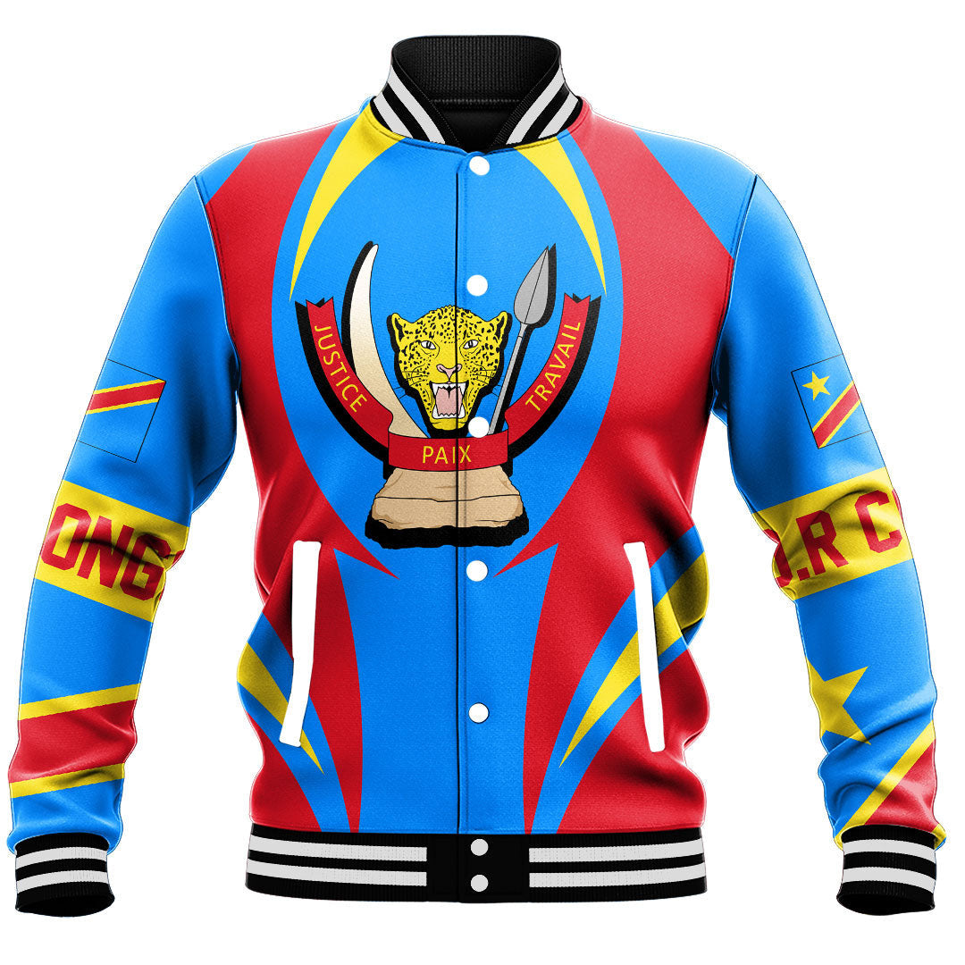 Wonder Print Shop Clothing - Democratic Republic Of The Congo Action Flag Baseball Jacket RLT7 - Wonder Print Shop