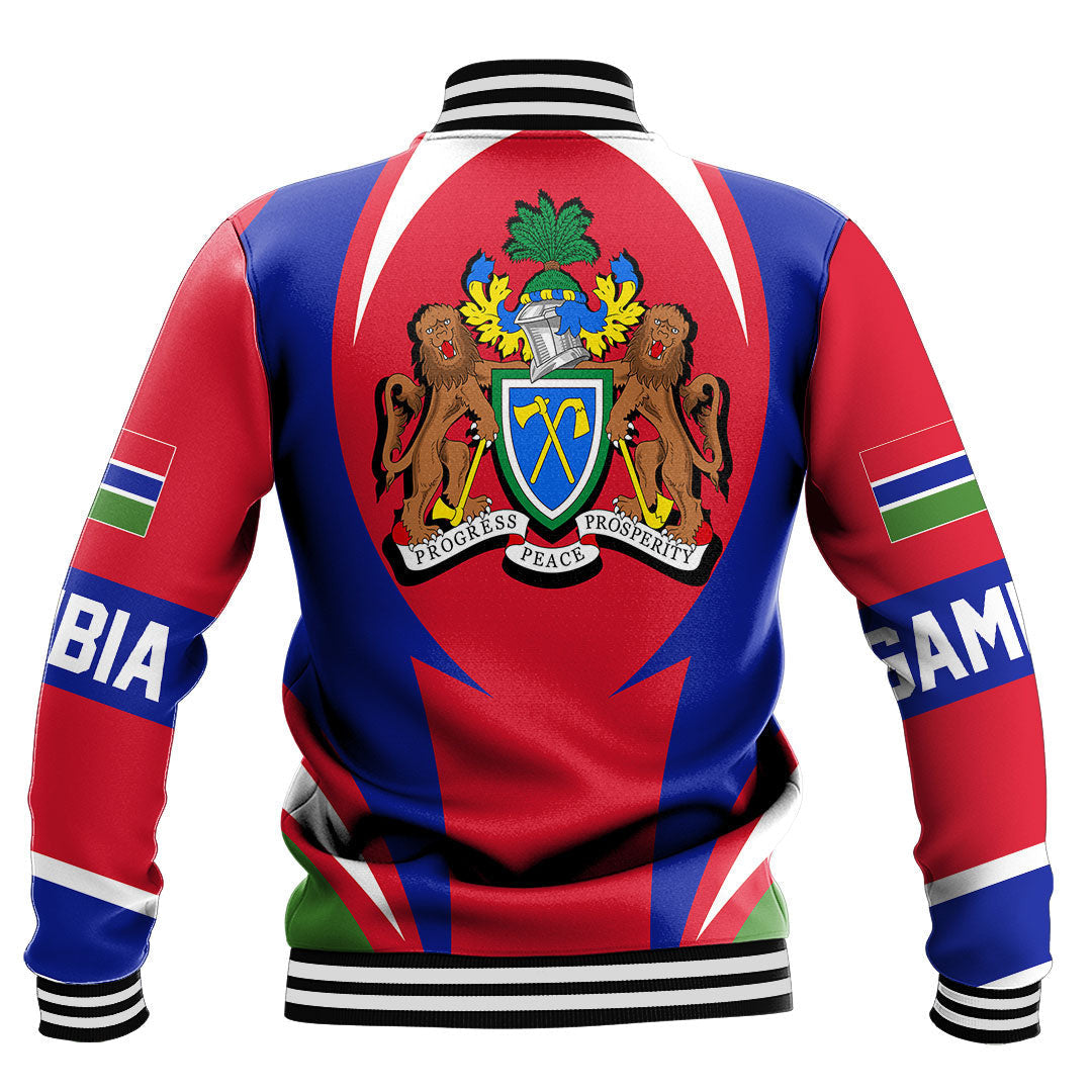 Wonder Print Shop Clothing - Gambia Action Flag Baseball Jacket RLT7 - Wonder Print Shop