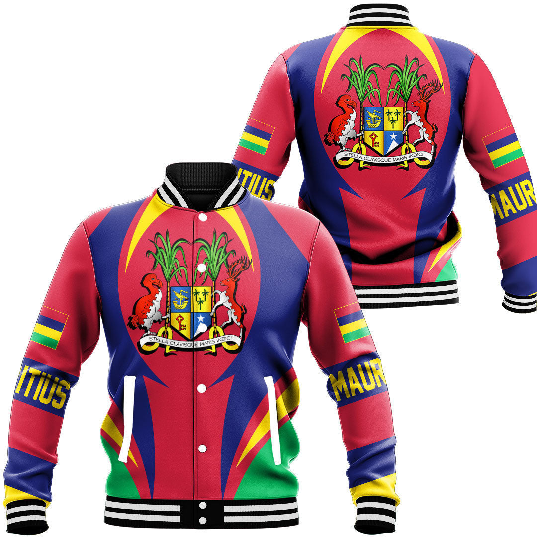 Wonder Print Shop Clothing - Mauritius Action Flag Baseball Jacket RLT7 - Wonder Print Shop