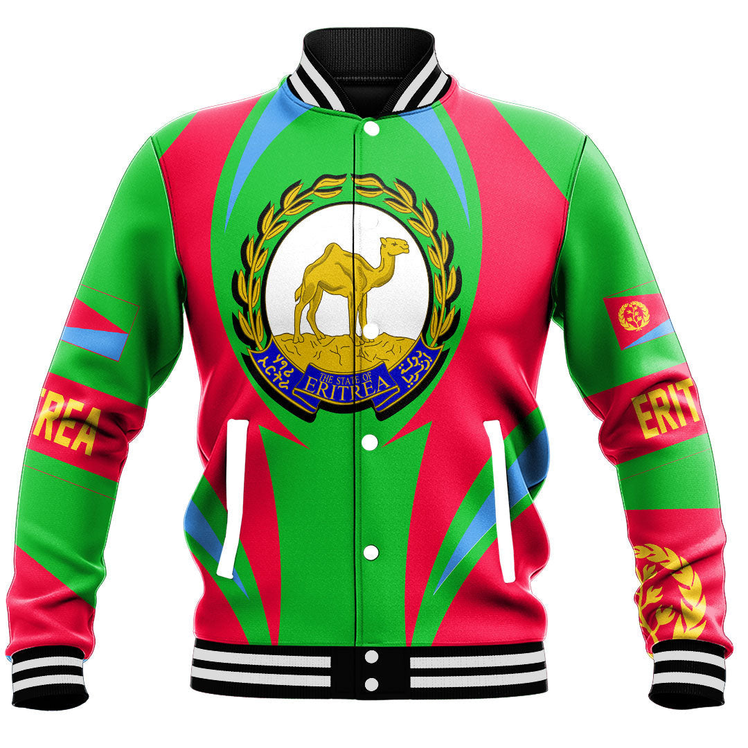 Wonder Print Shop Clothing - Eritrea Action Flag Baseball Jacket RLT7 - Wonder Print Shop