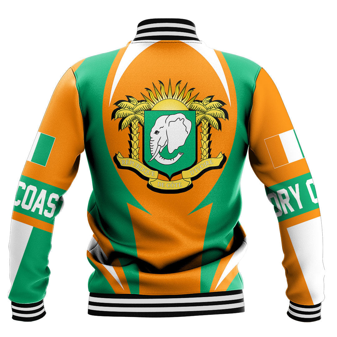 Wonder Print Shop Clothing - Ivory Coast Action Flag Baseball Jacket RLT7 - Wonder Print Shop