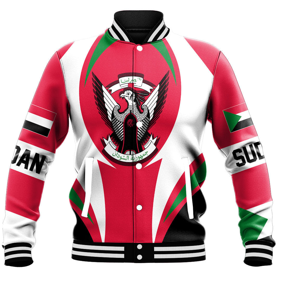 Wonder Print Shop Clothing - Sudan Action Flag Baseball Jacket RLT7 - Wonder Print Shop