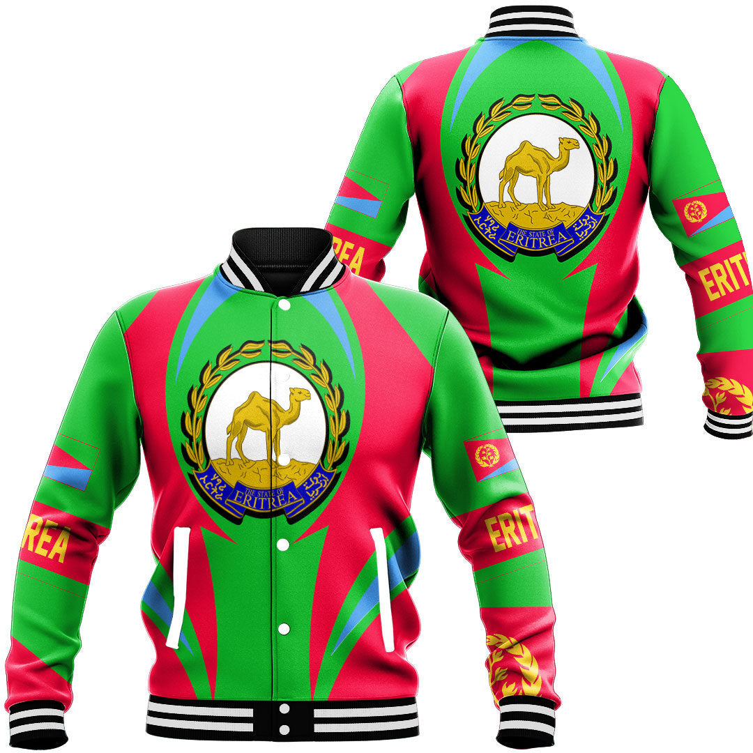Wonder Print Shop Clothing - Eritrea Action Flag Baseball Jacket RLT7 - Wonder Print Shop