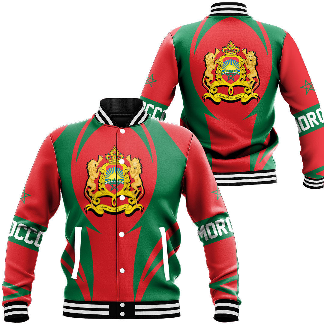 Wonder Print Shop Clothing - Morocco Action Flag Baseball Jacket RLT7 - Wonder Print Shop