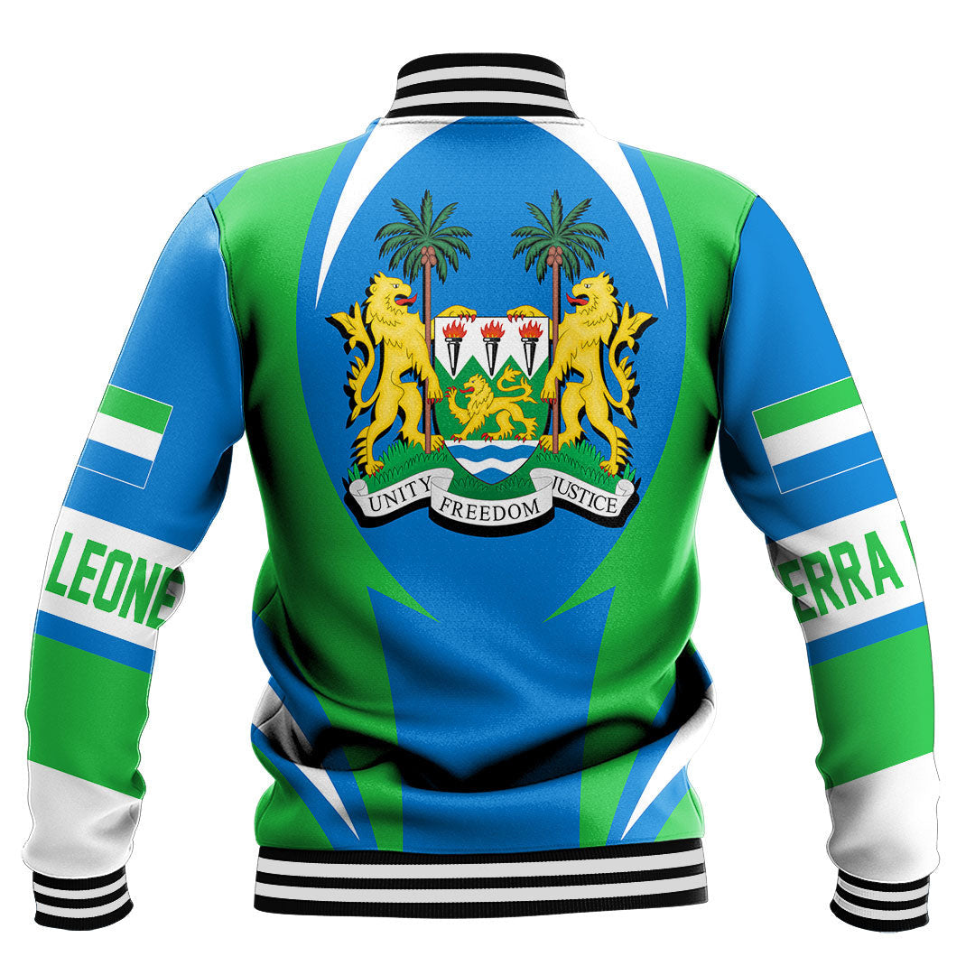 Wonder Print Shop Clothing - Sierra Leone Action Flag Baseball Jacket RLT7 - Wonder Print Shop