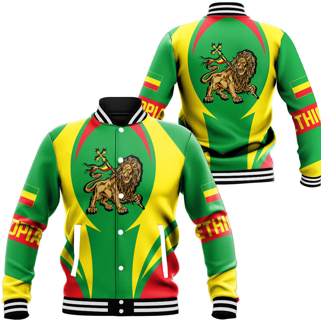 Wonder Print Shop Clothing - Ethiopia Action Flag Baseball Jacket RLT7 - Wonder Print Shop