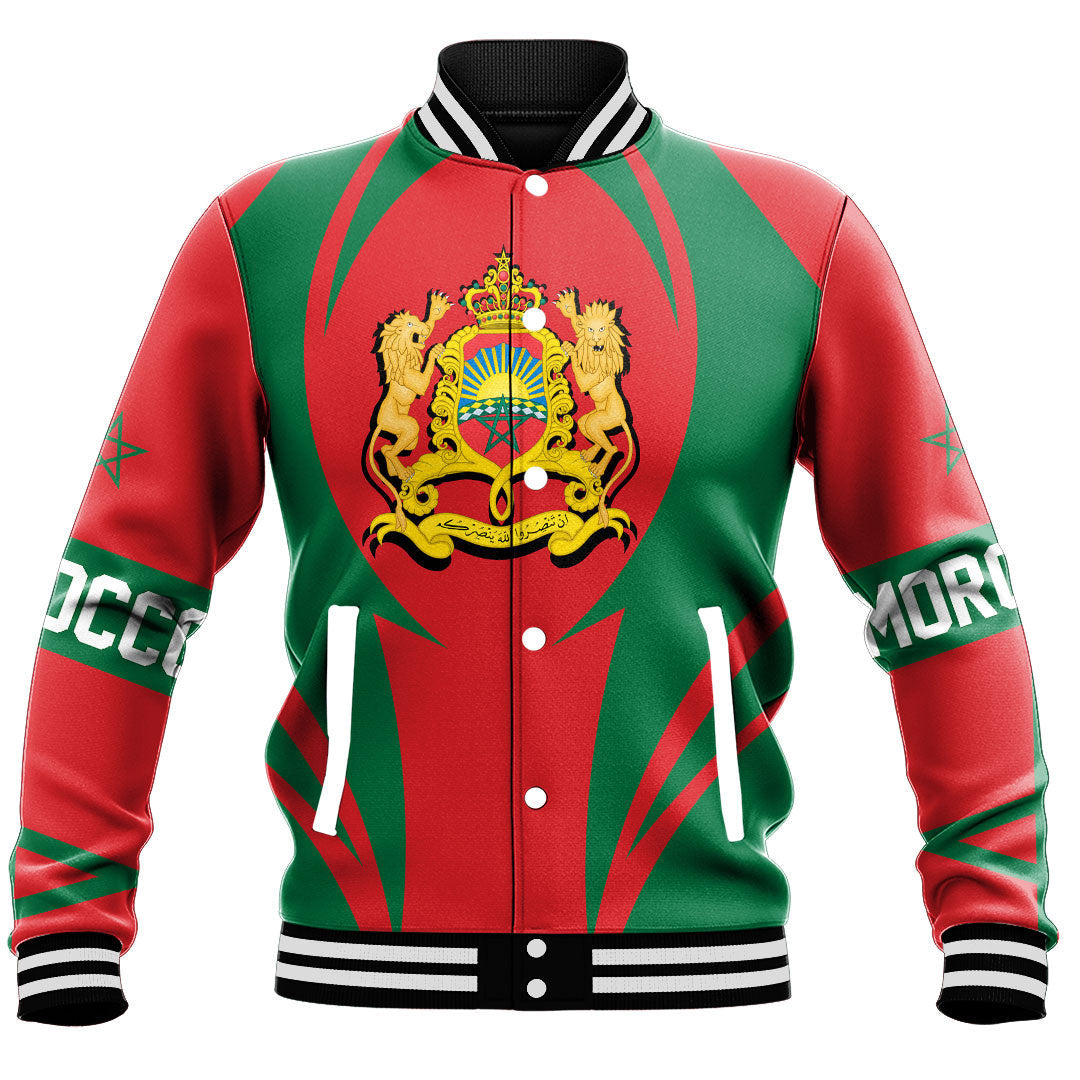 Wonder Print Shop Clothing - Morocco Action Flag Baseball Jacket RLT7 - Wonder Print Shop