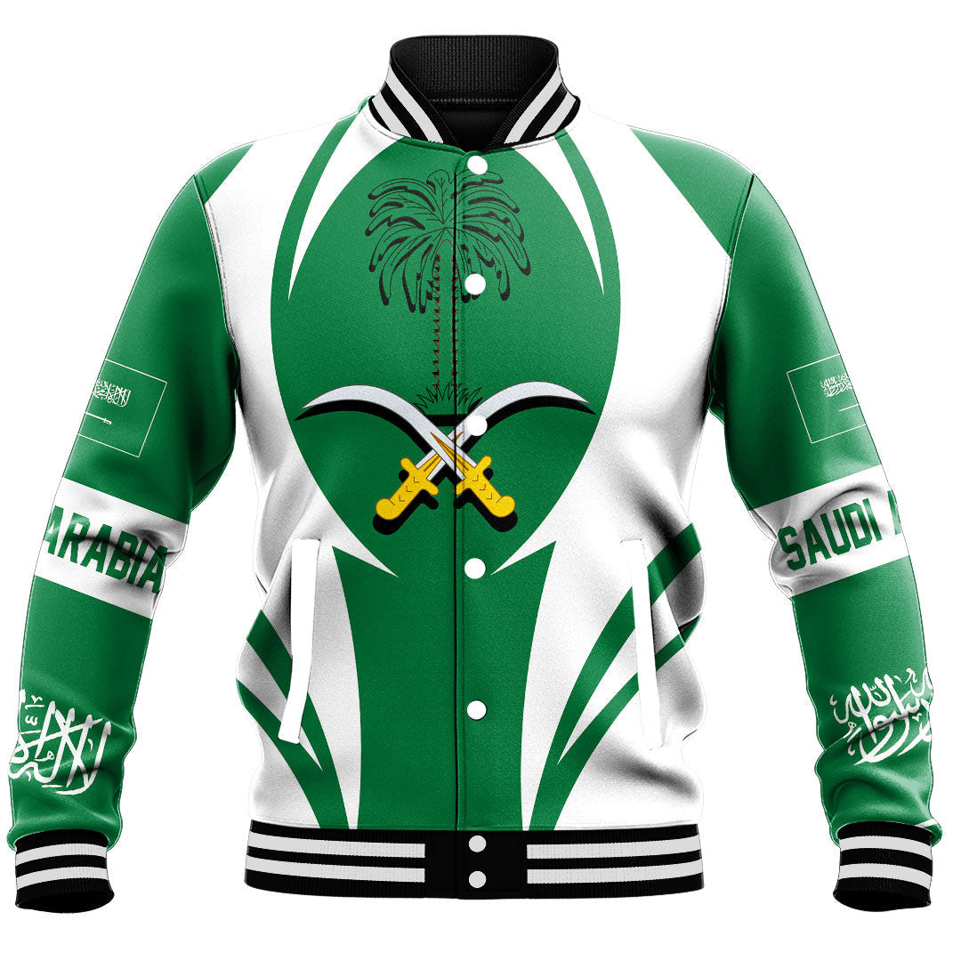 Wonder Print Shop Clothing - Saudi Arabia Action Flag Baseball Jacket RLT7 - Wonder Print Shop