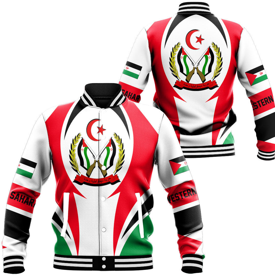 Wonder Print Shop Clothing - Western Sahara Action Flag Baseball Jacket RLT7 - Wonder Print Shop