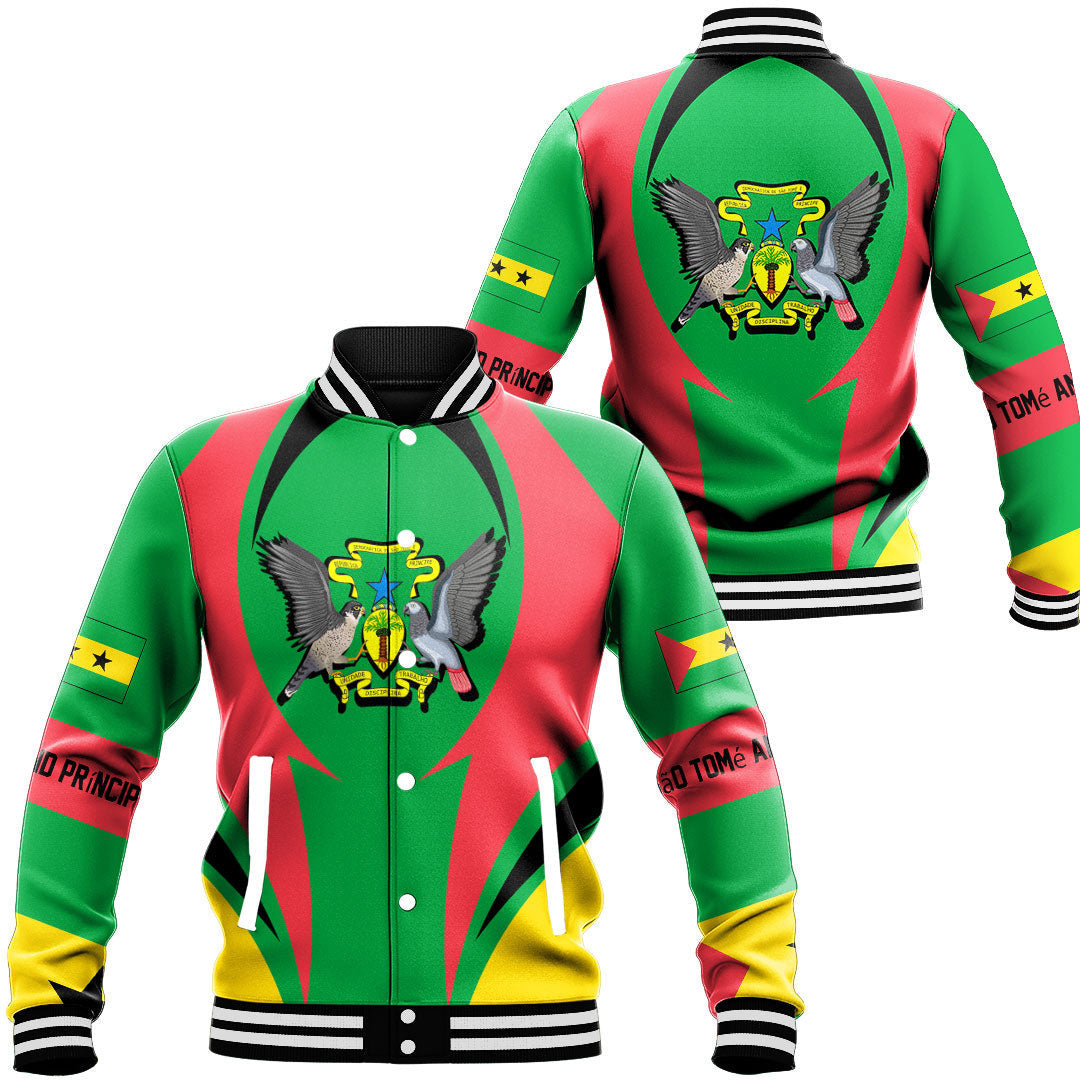 Wonder Print Shop Clothing - S o Tom and Prncipe Action Flag Baseball Jacket RLT7 - Wonder Print Shop