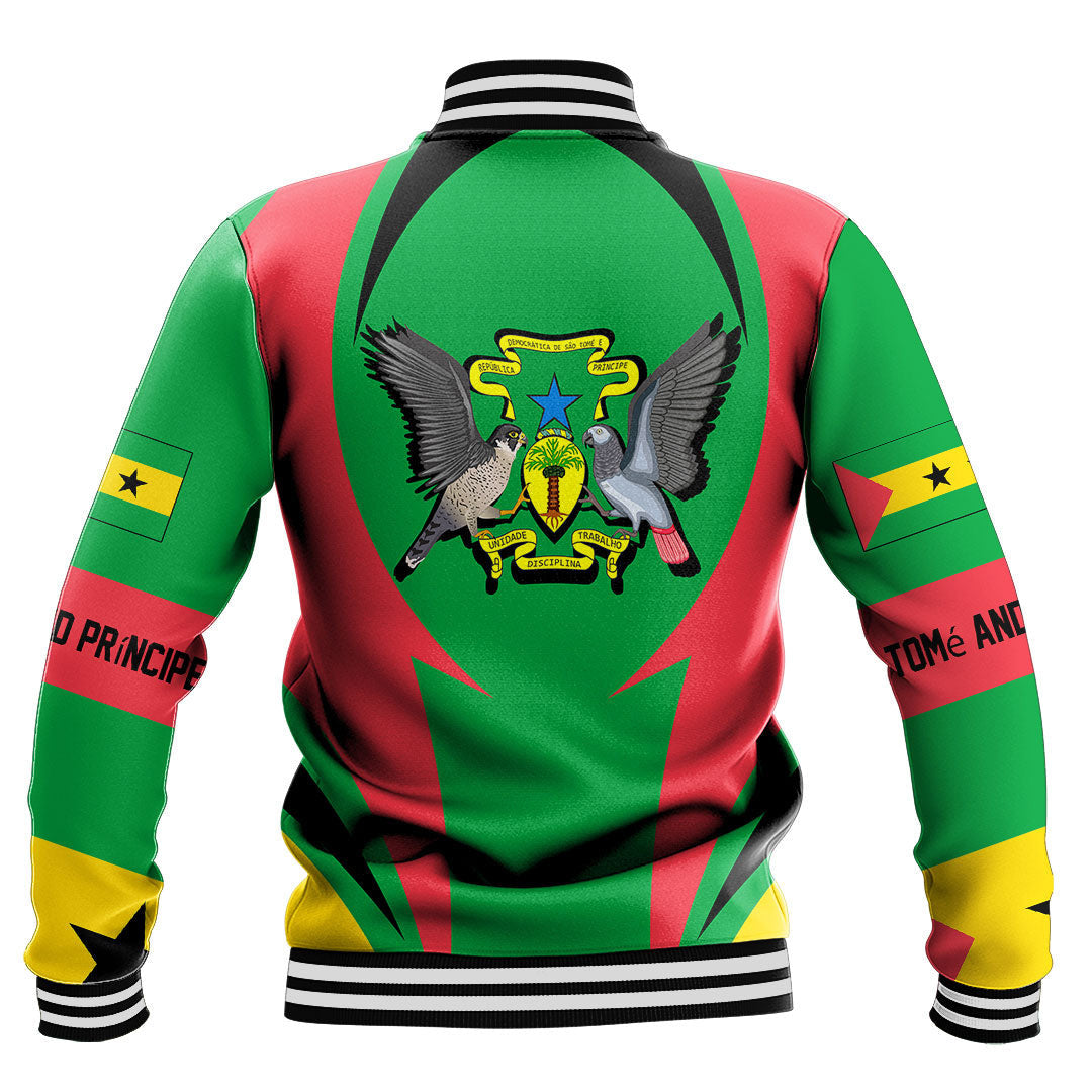 Wonder Print Shop Clothing - S o Tom and Prncipe Action Flag Baseball Jacket RLT7 - Wonder Print Shop