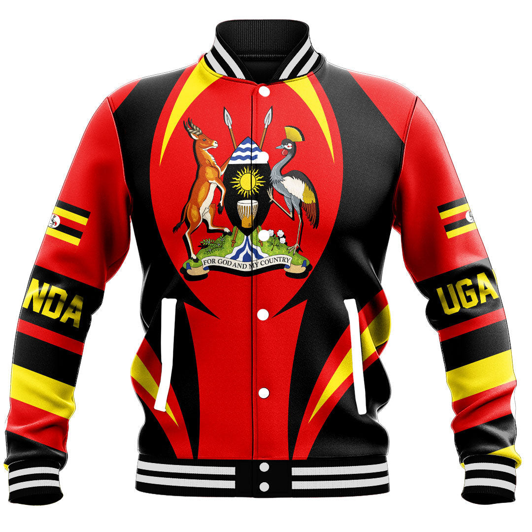 Wonder Print Shop Clothing - Uganda Action Flag Baseball Jacket RLT7 - Wonder Print Shop