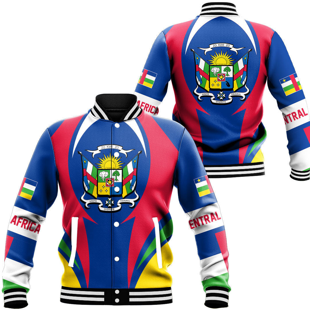 Wonder Print Shop Clothing - Central Africa Action Flag Baseball Jacket RLT7 - Wonder Print Shop