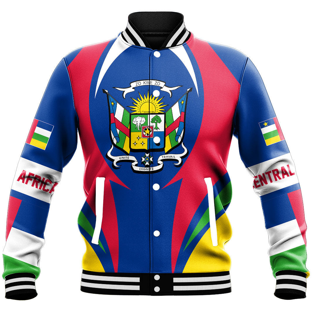 Wonder Print Shop Clothing - Central Africa Action Flag Baseball Jacket RLT7 - Wonder Print Shop