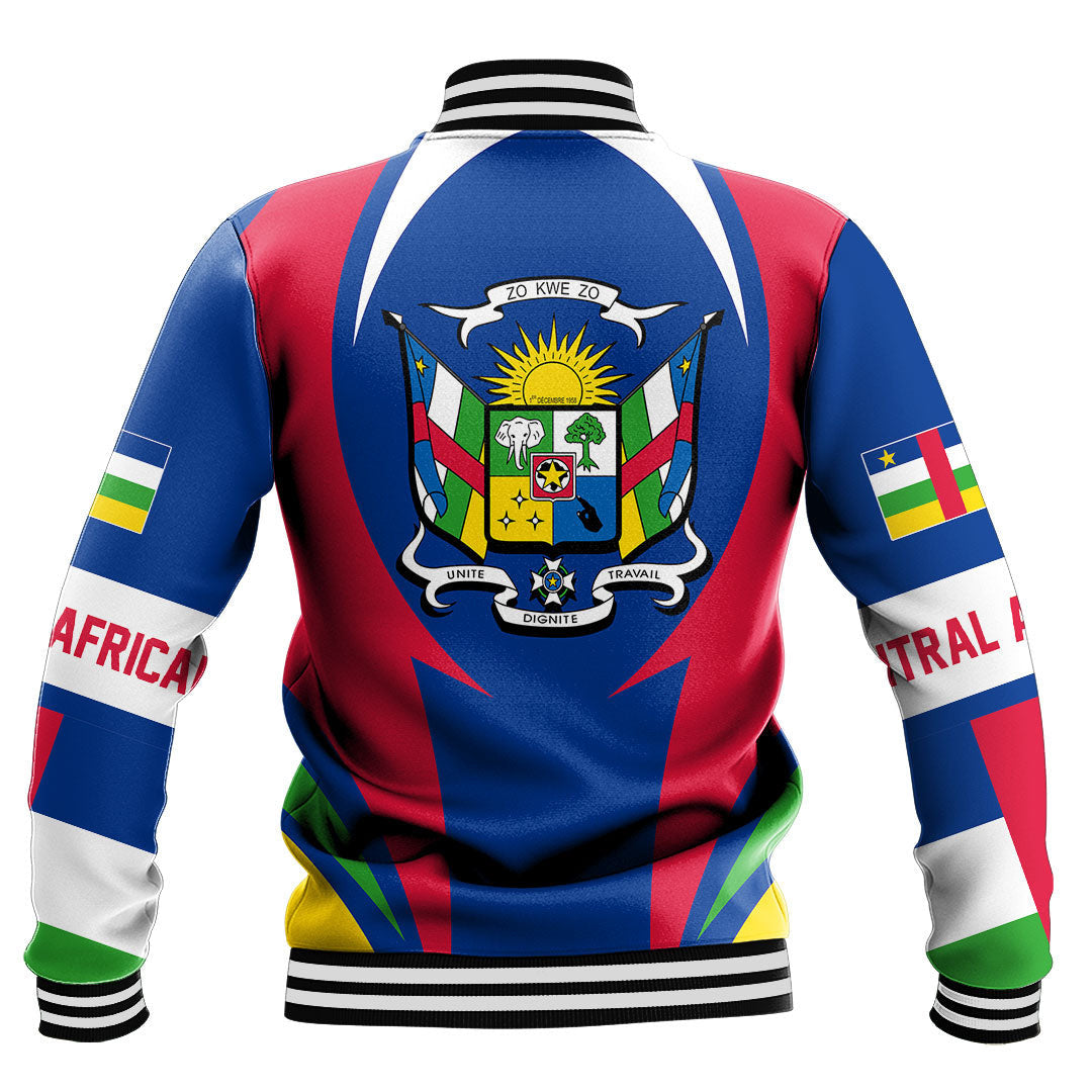 Wonder Print Shop Clothing - Central Africa Action Flag Baseball Jacket RLT7 - Wonder Print Shop