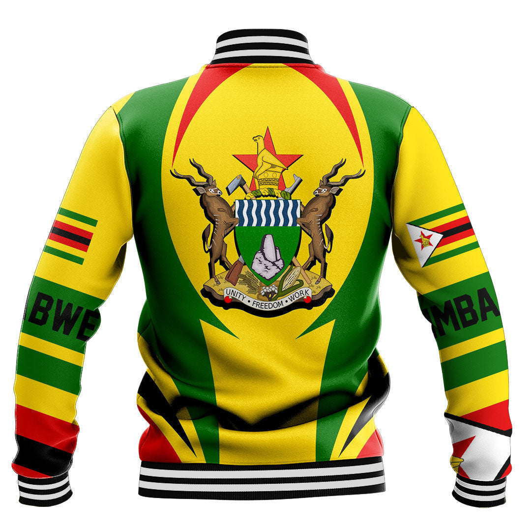 Wonder Print Shop Clothing - Zimbabwe Action Flag Baseball Jacket RLT7 - Wonder Print Shop