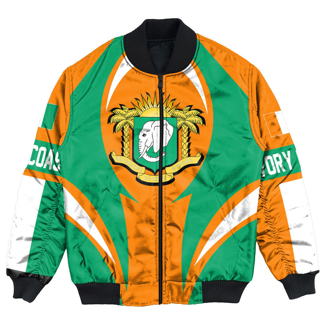 Getteestore Clothing - Ivory Coast Action Flag Bomber Jacket RLT7 - Wonder Print Shop