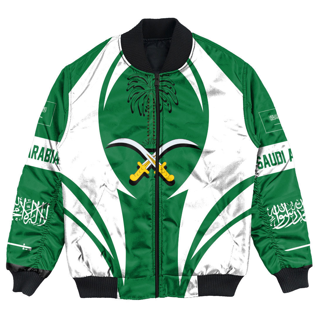 Getteestore Clothing - Saudi Arabia Action Flag Bomber Jacket RLT7 - Wonder Print Shop