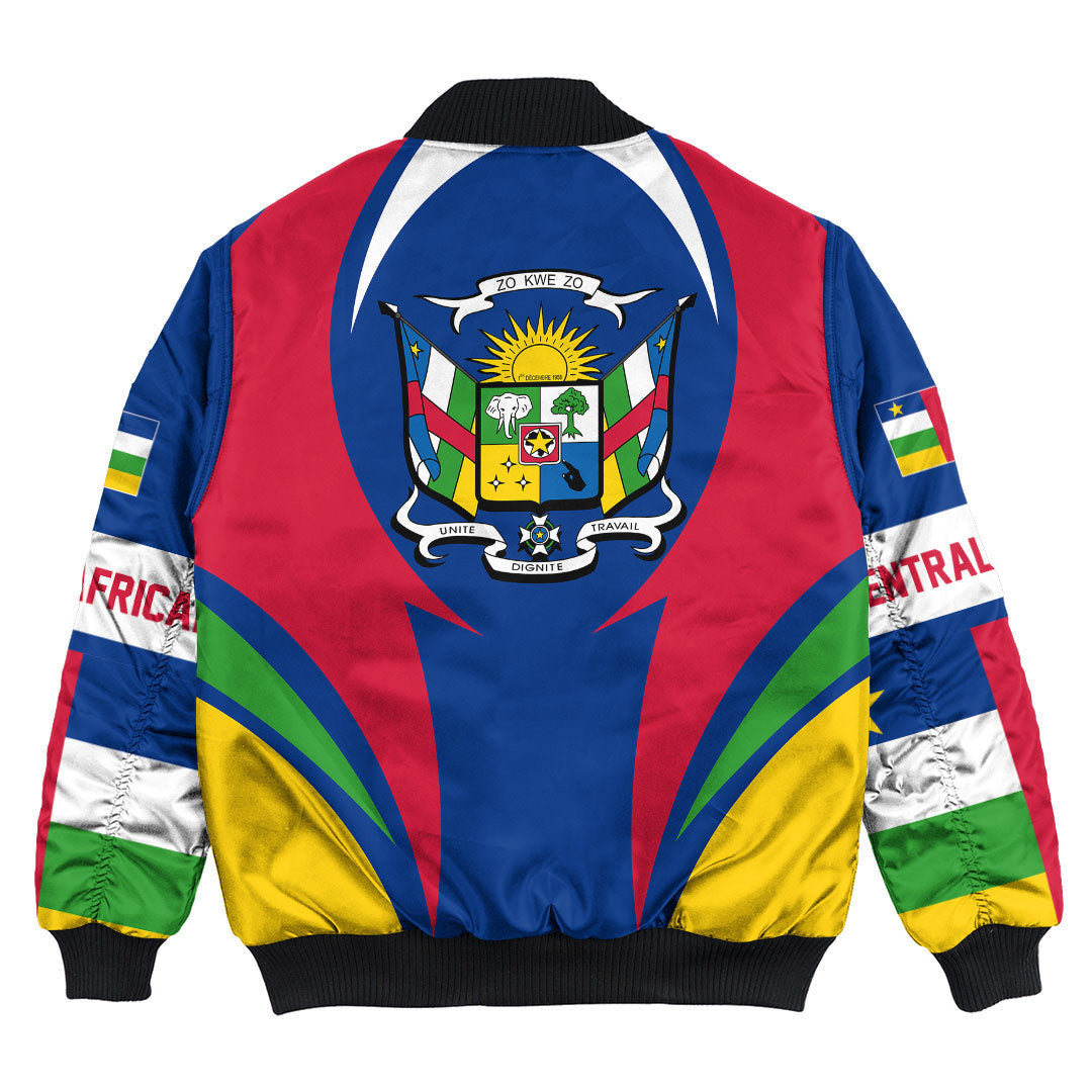 Wonder Print Shop Clothing - Central Africa Action Flag Bomber Jacket RLT7 - Wonder Print Shop