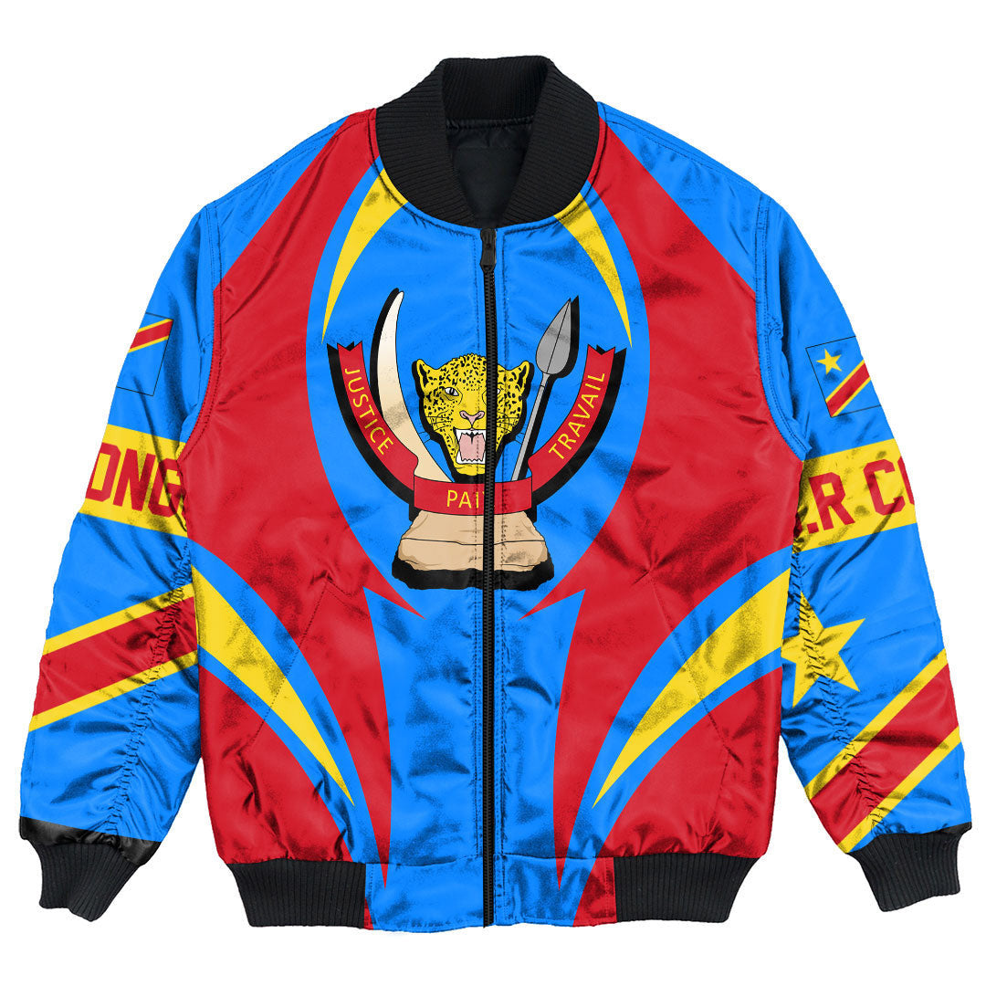 Wonder Print Shop Clothing - Democratic Republic Of The Congo Action Flag Bomber Jacket RLT7 - Wonder Print Shop