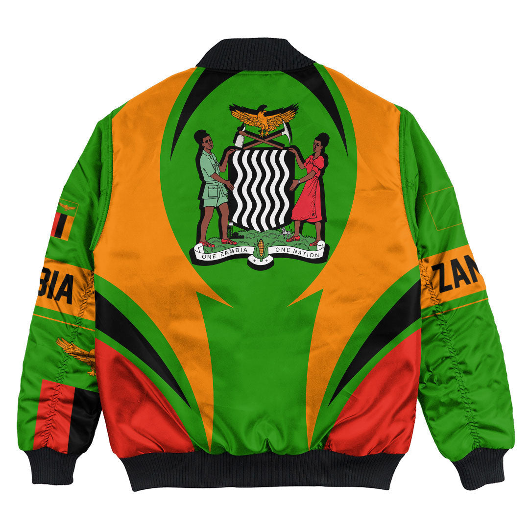 Wonder Print Shop Clothing - Zambia Action Flag Bomber Jacket RLT7 - Wonder Print Shop