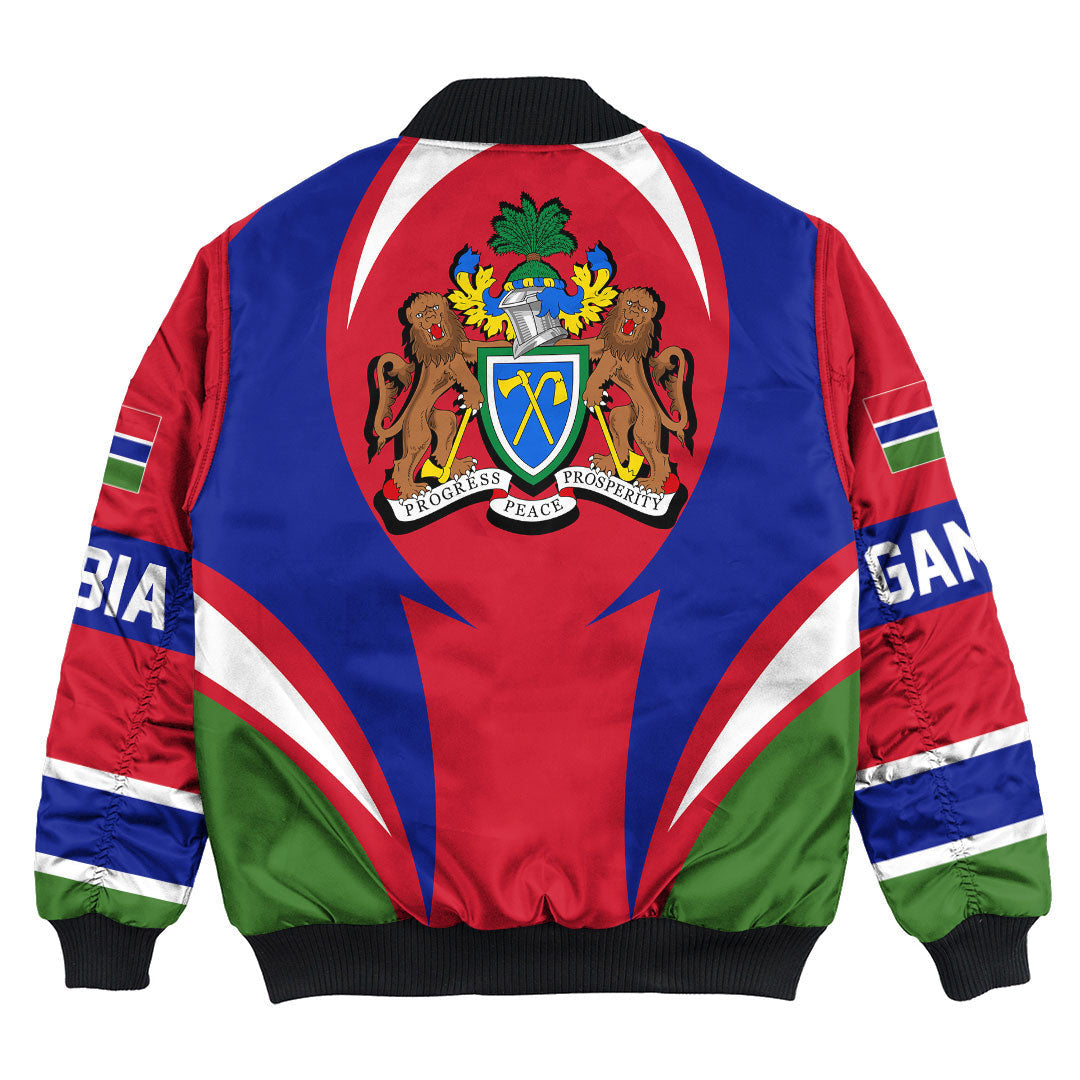 Wonder Print Shop Clothing - Gambia Action Flag Bomber Jacket RLT7 - Wonder Print Shop