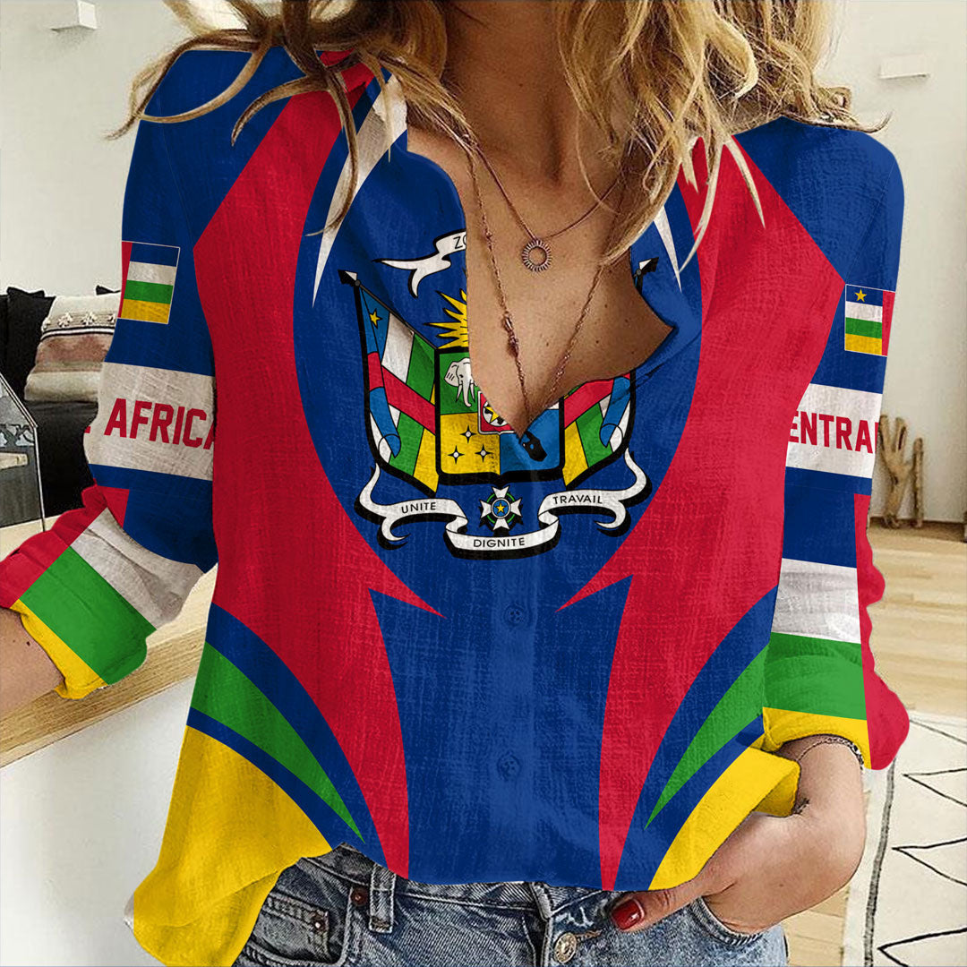 Wonder Print Shop Clothing - Central Africa Action Flag Women Casual Shirt RLT7 - Wonder Print Shop