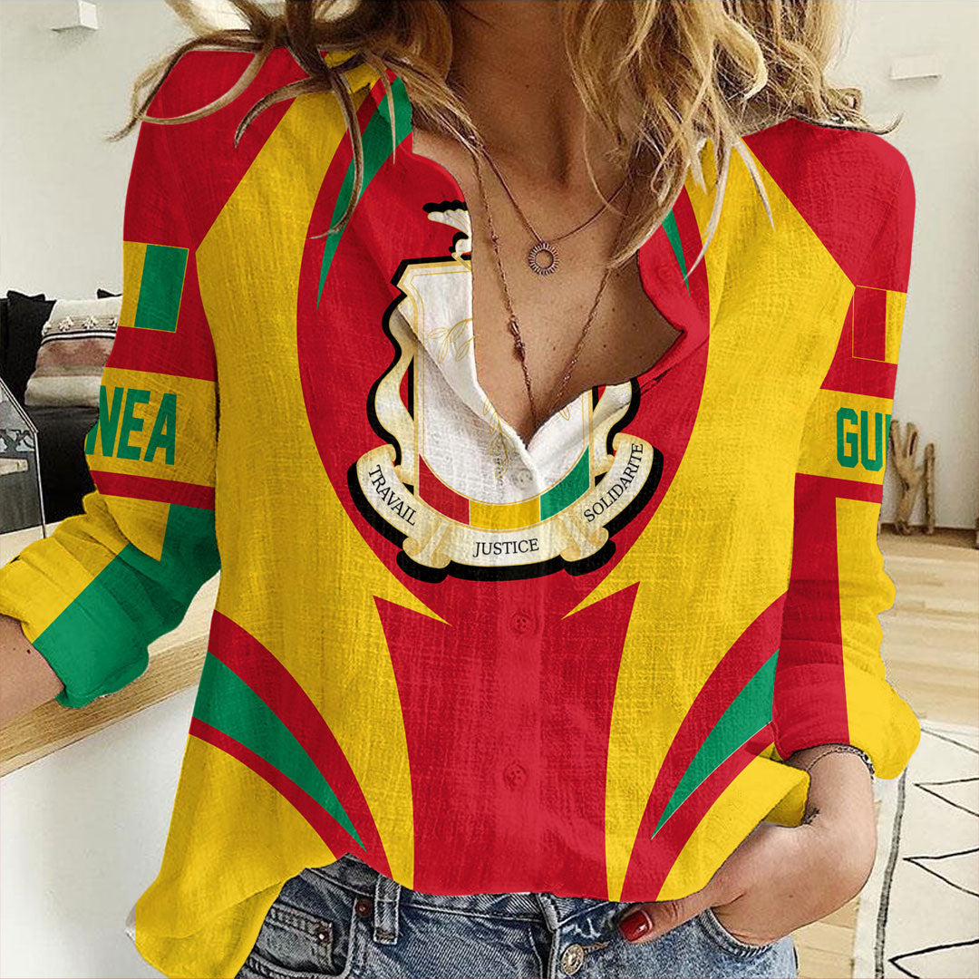 Wonder Print Shop Clothing - Guinea Action Flag Women Casual Shirt RLT7 - Wonder Print Shop