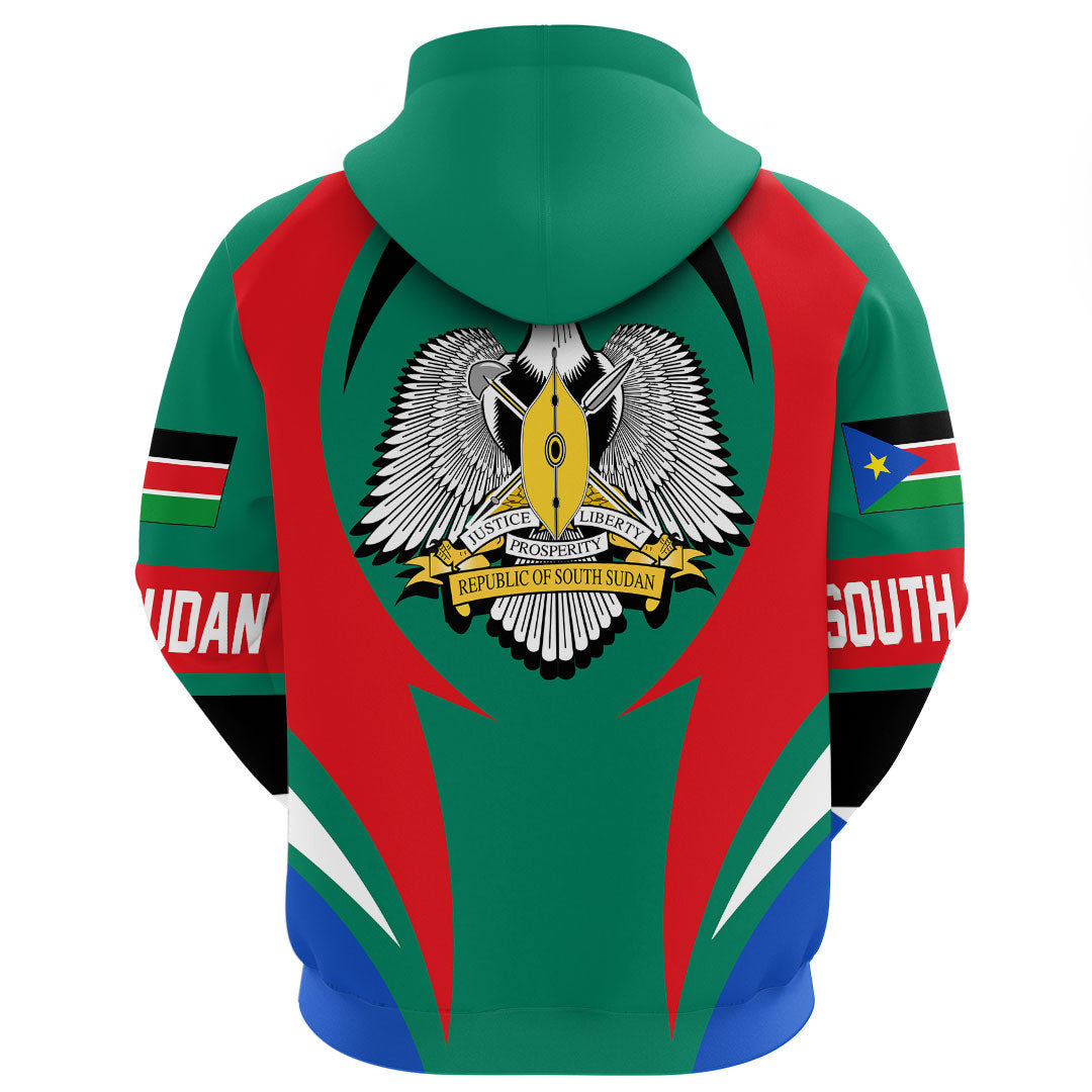 South Sudan Hoodie Action Flag RLT7 - Wonder Print Shop