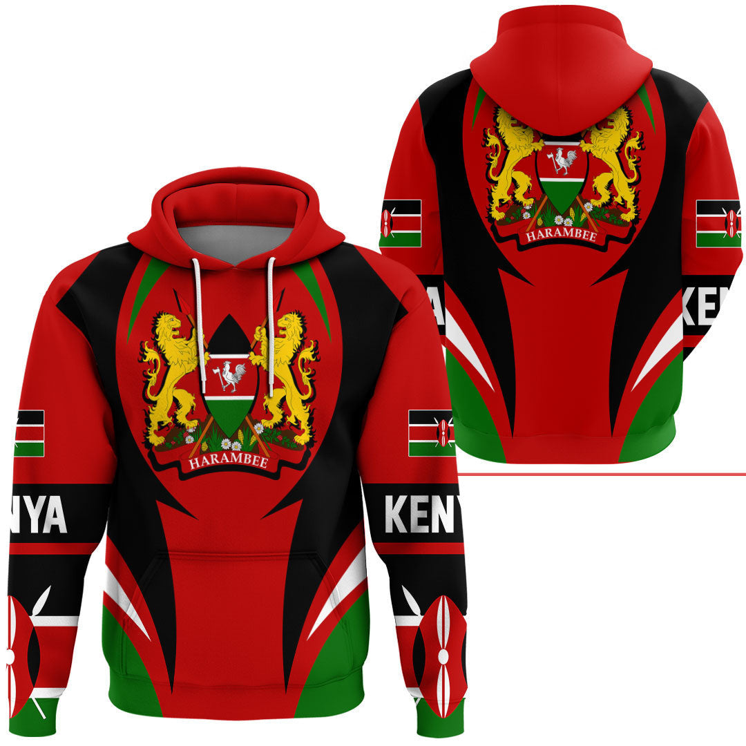 Kenya Hoodie Action Flag RLT7 - Wonder Print Shop