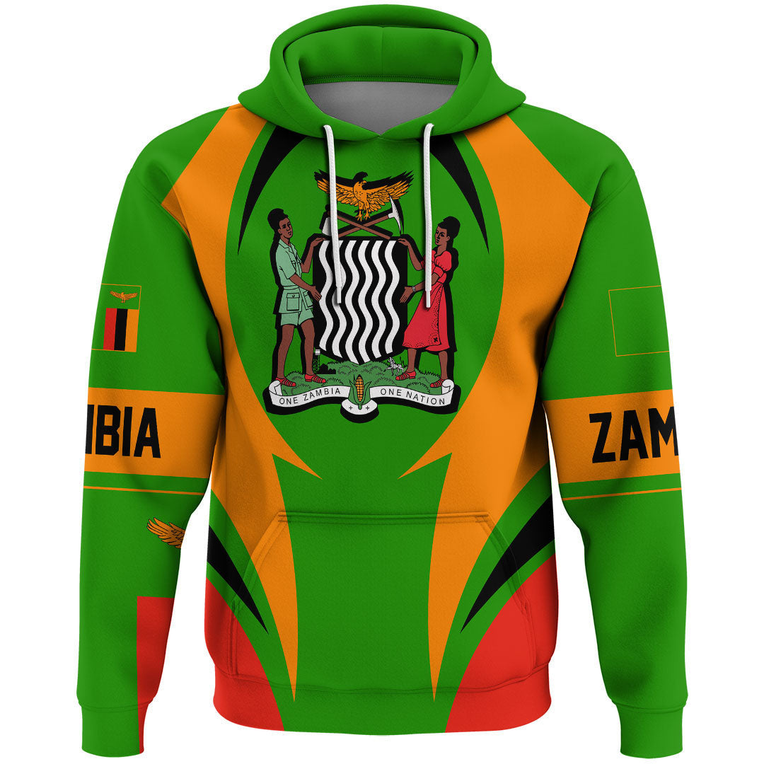 Zambia Hoodie Action Flag RLT7 - Wonder Print Shop