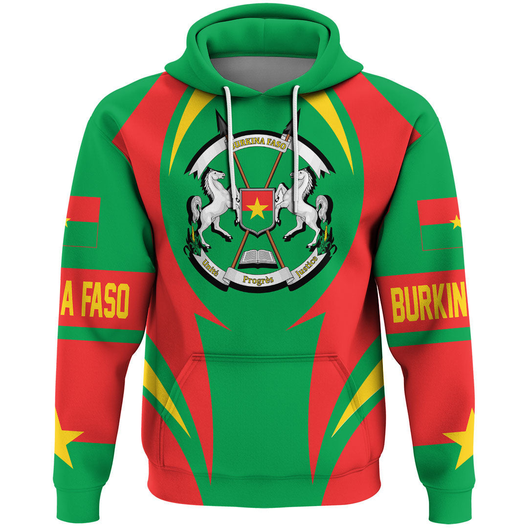 Burkina Faso Hoodie Action Flag RLT7 - Wonder Print Shop
