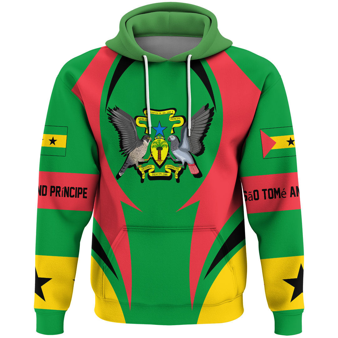 S o Tom and Prncipe Hoodie Action Flag RLT7 - Wonder Print Shop