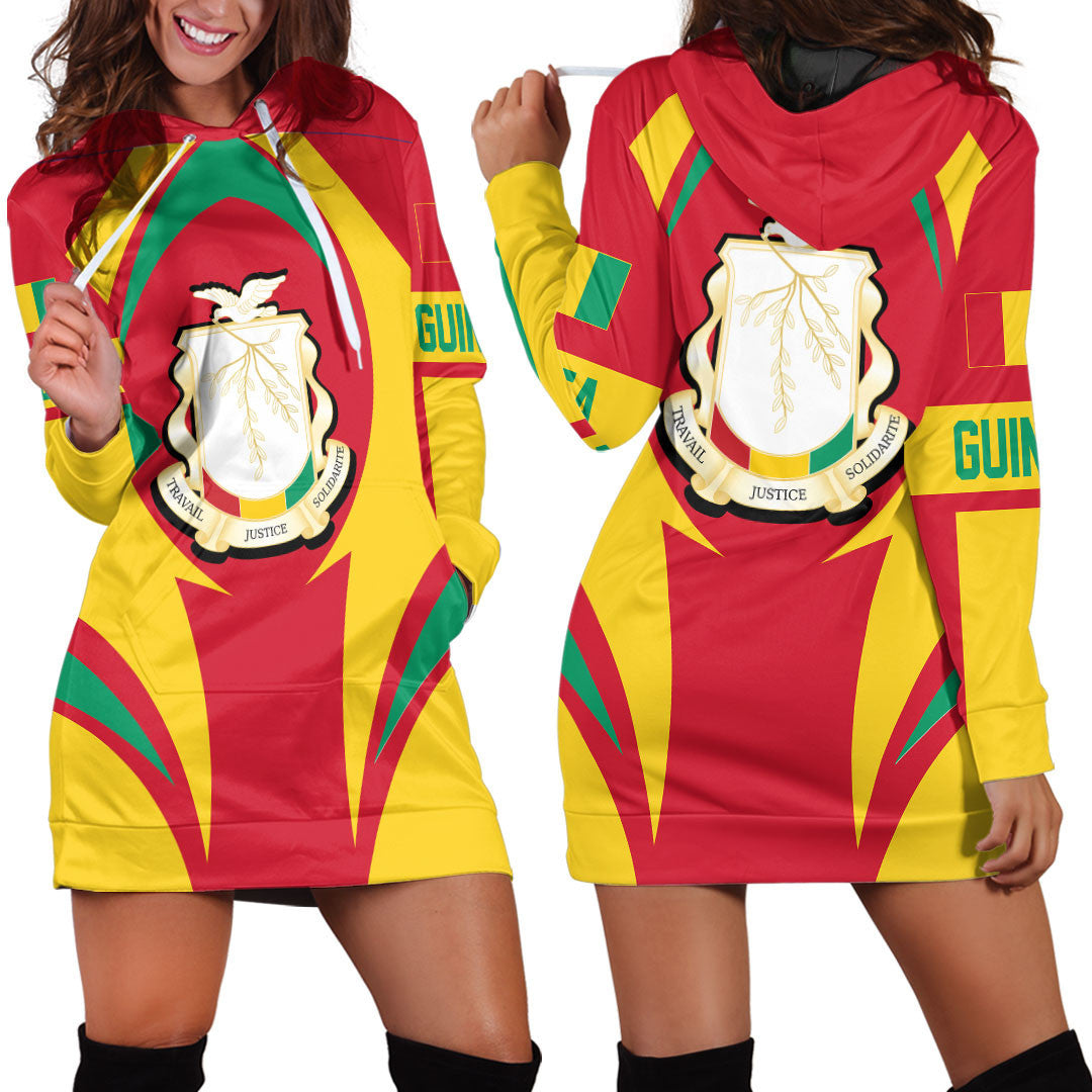 Wonder Print Shop Clothing - Guinea Action Flag Hoodie Dress RLT7 - Wonder Print Shop