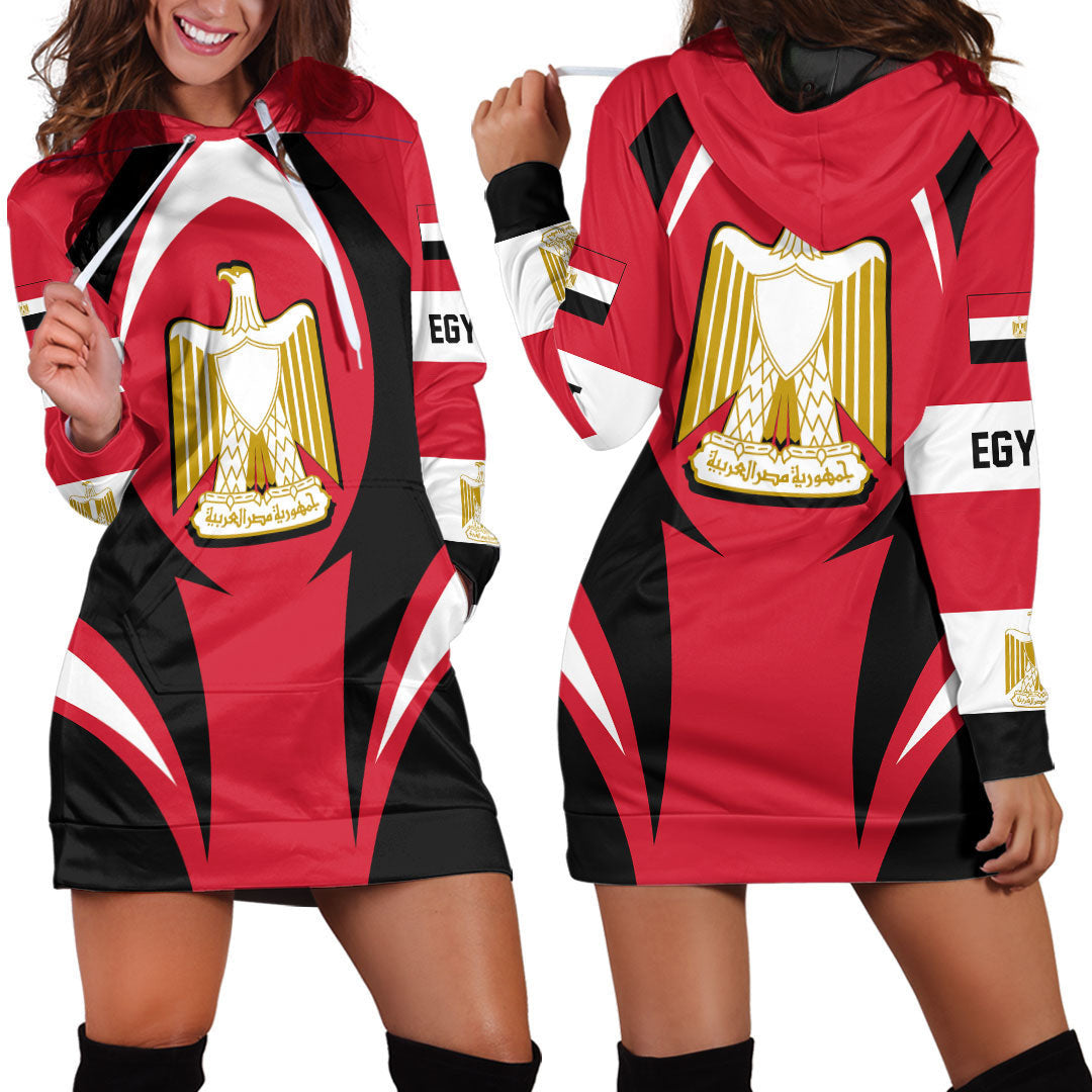 Wonder Print Shop Clothing - Egypt Action Flag Hoodie Dress RLT7 - Wonder Print Shop