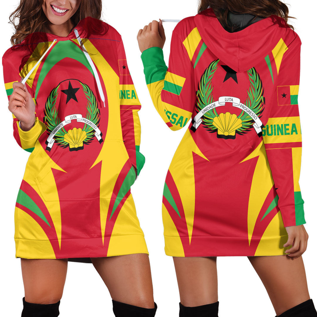 Wonder Print Shop Clothing - Guinea Bissau Action Flag Hoodie Dress RLT7 - Wonder Print Shop