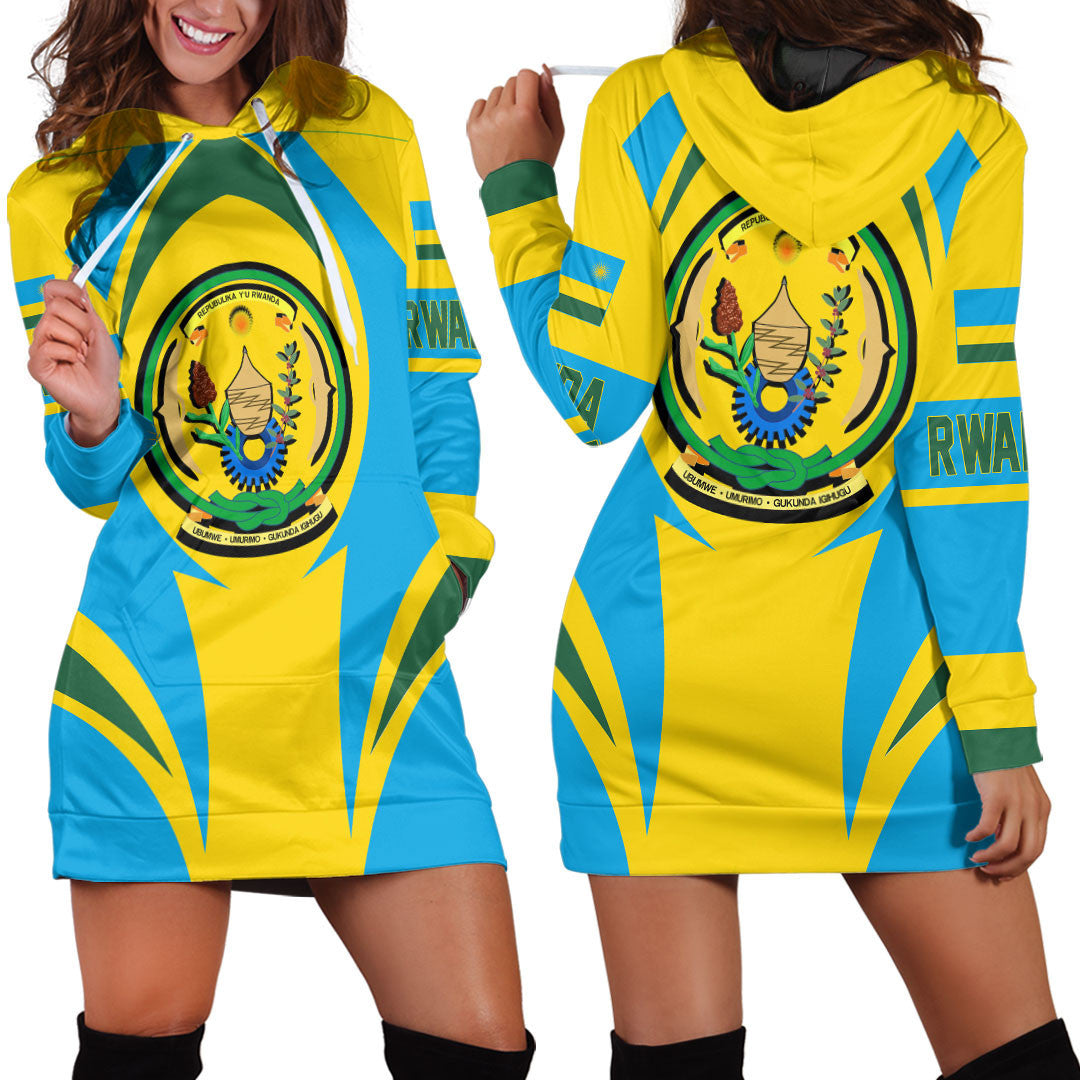 Wonder Print Shop Clothing - Rwanda Action Flag Hoodie Dress RLT7 - Wonder Print Shop