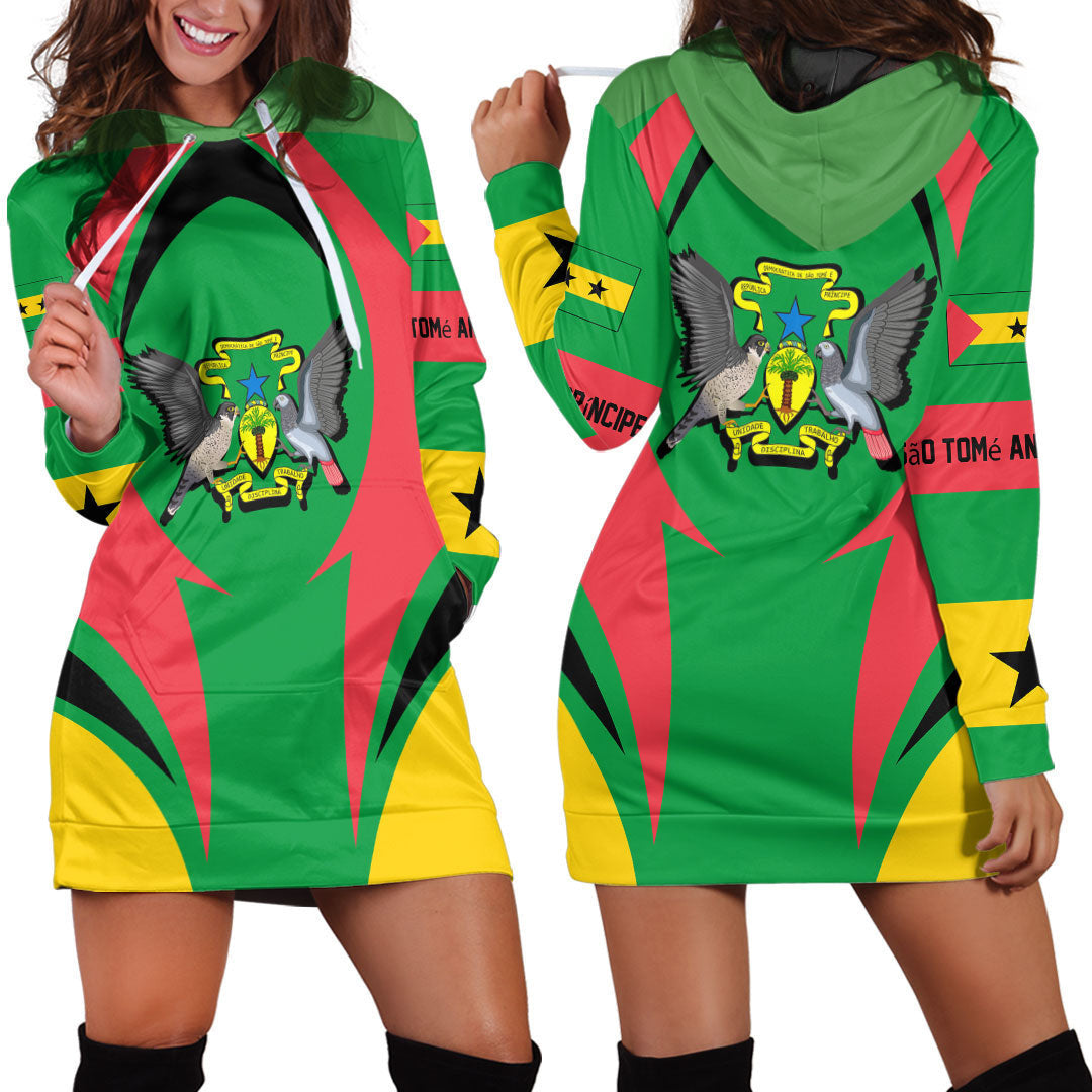 Wonder Print Shop Clothing - S o Tom and Prncipe Action Flag Hoodie Dress RLT7 - Wonder Print Shop